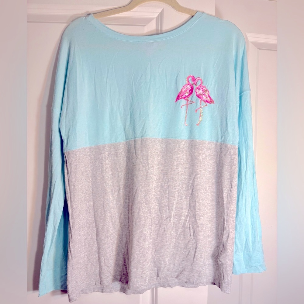 Lilly Pulitzer Finn Light Blue Top with Pink Tag